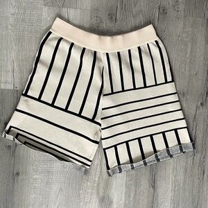 Striped Knit Bermuda Shorts in Cream and Black